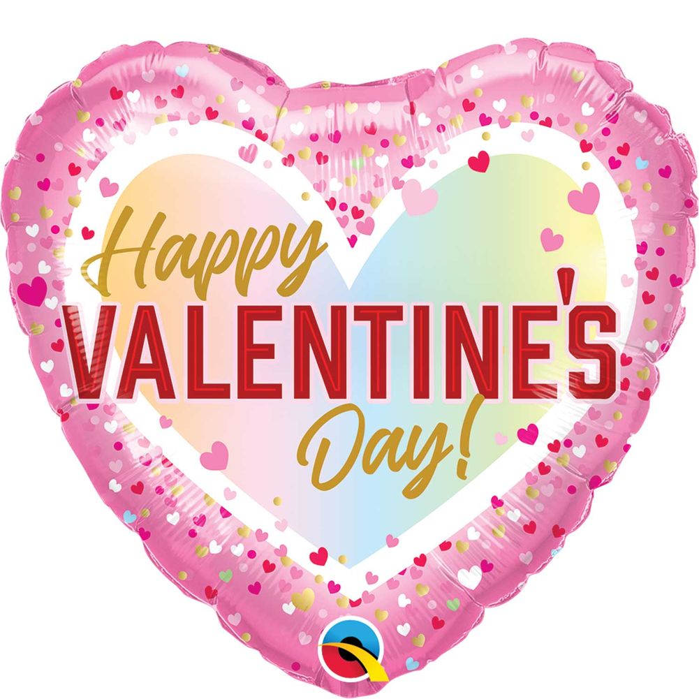 18" Valentine's Confetti Ombre Foil Balloon