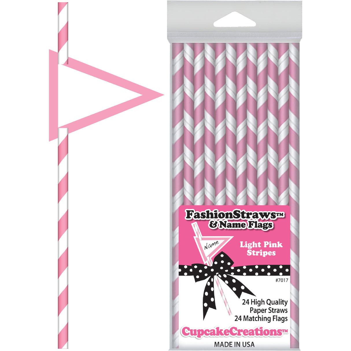 Light Pink Striped Paper Straws
