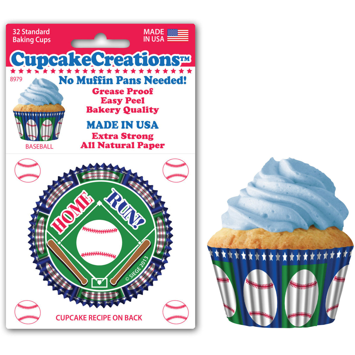 Baseball Standard Baking Cups