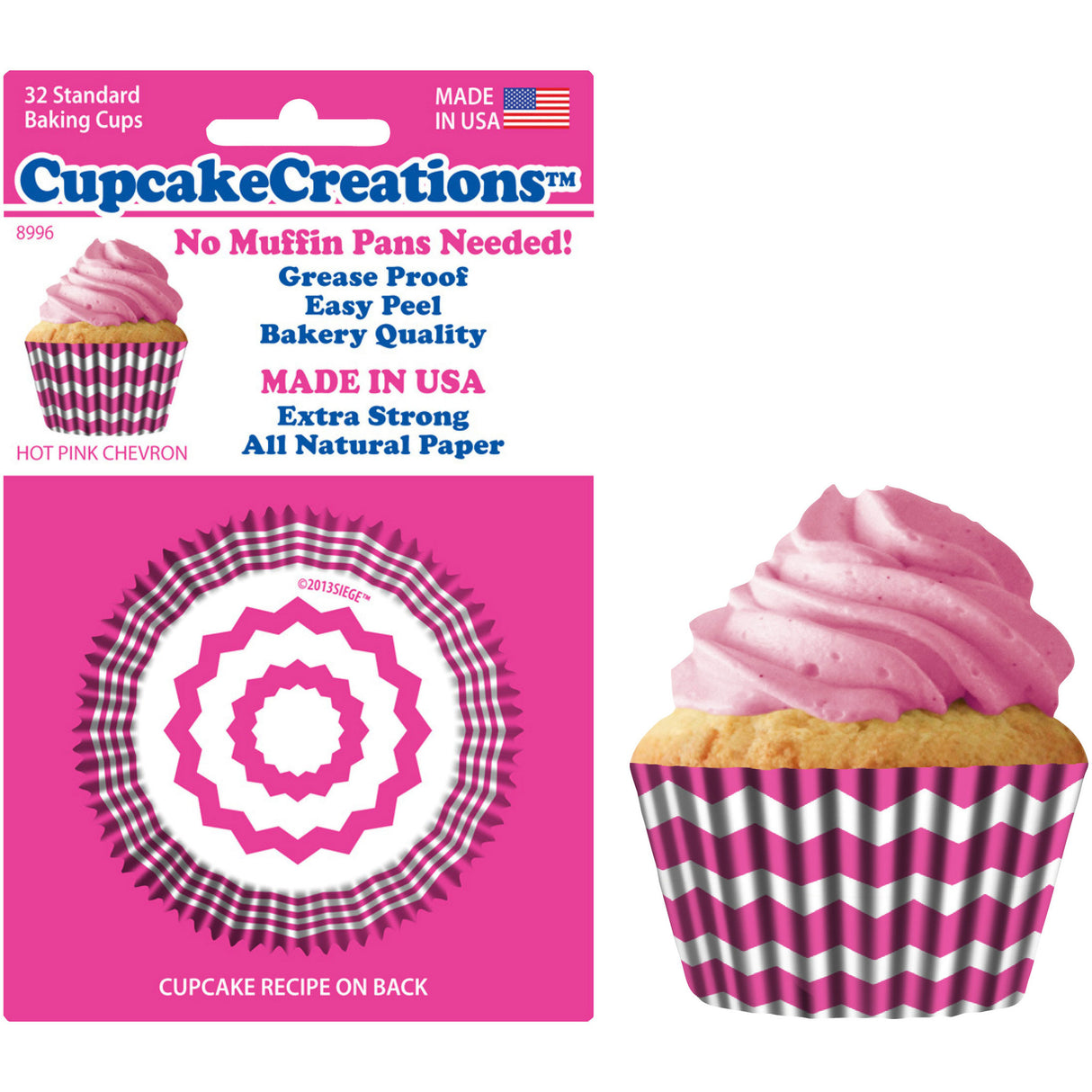 Hot Pink Chevron Standard Baking Cups