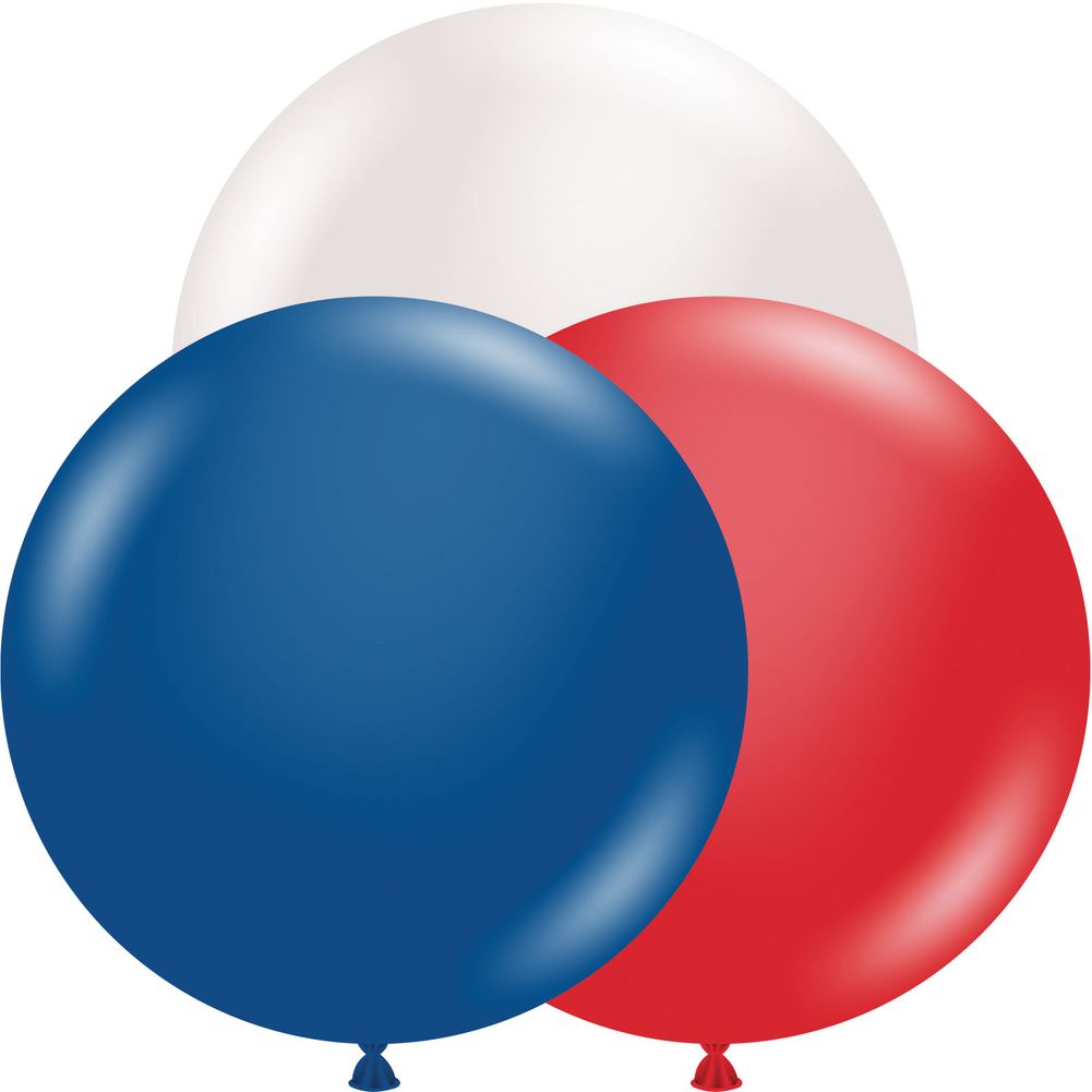 Tuftex 17" Crystal Red, White & Sapphire Blue Patriotic Asst Latex Balloons (50ct)