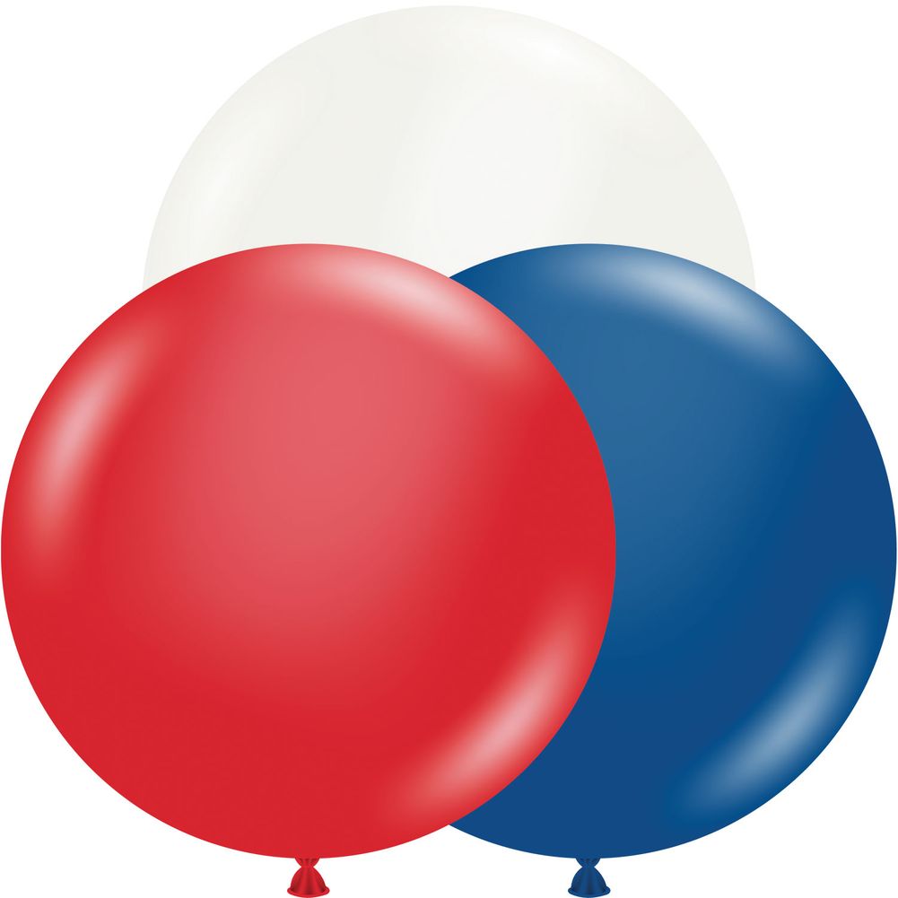 Tuftex 24" Crystal Red, White & Sapphire Blue Patriotic Asst Latex Balloons (25ct)