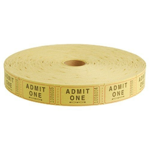 Admit One Yellow Raffle Tickets
