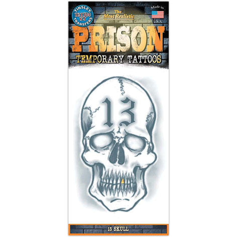 13 Skull Prison Temporary Tattoo