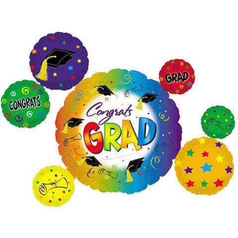 Congrats Grad Round Cluster Helium Shape
