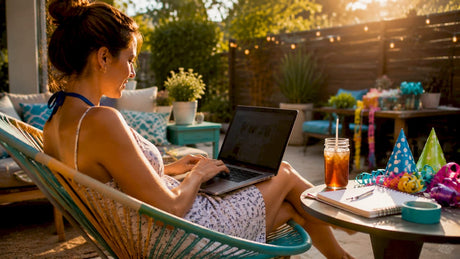 Person shopping party supplies online at home