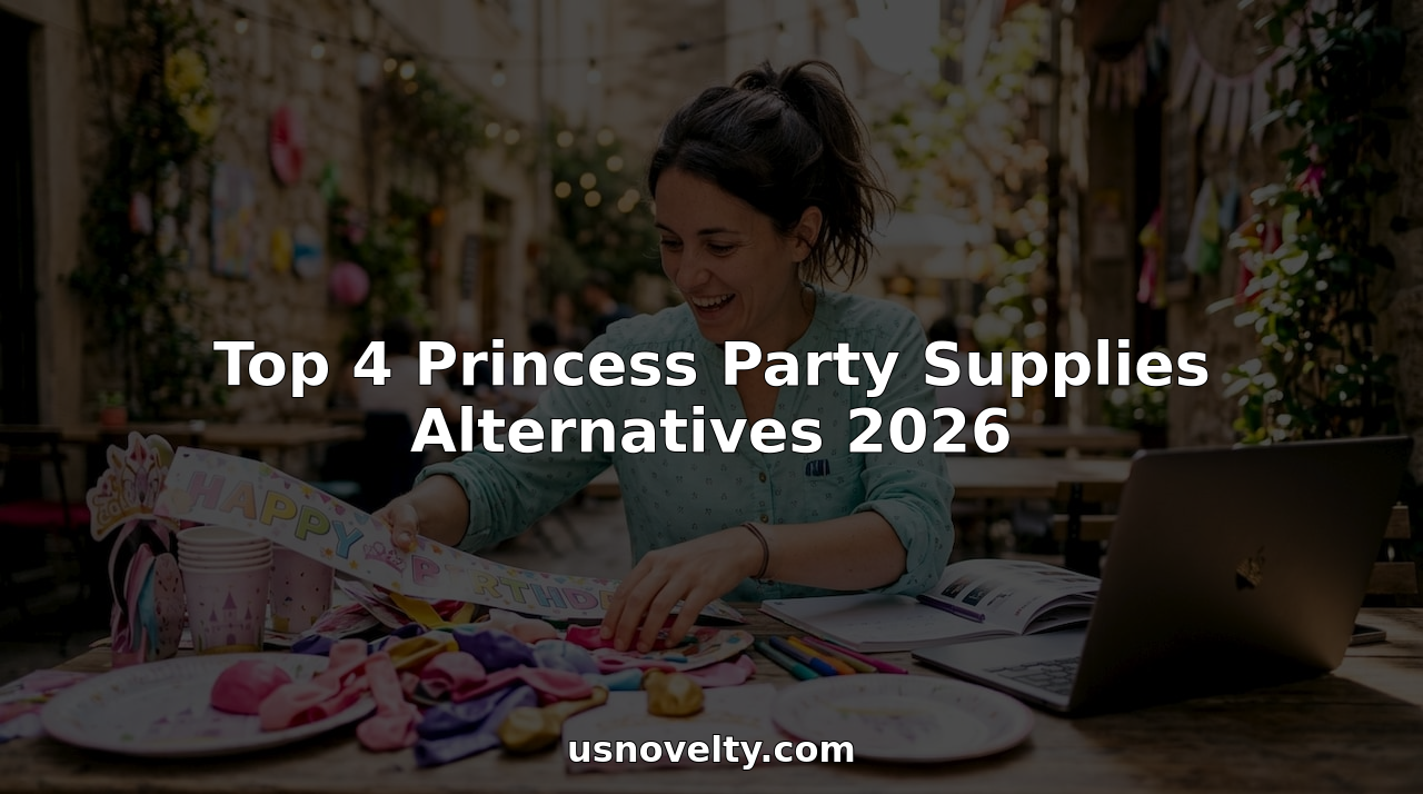 Woman organizing princess party supplies alternatives