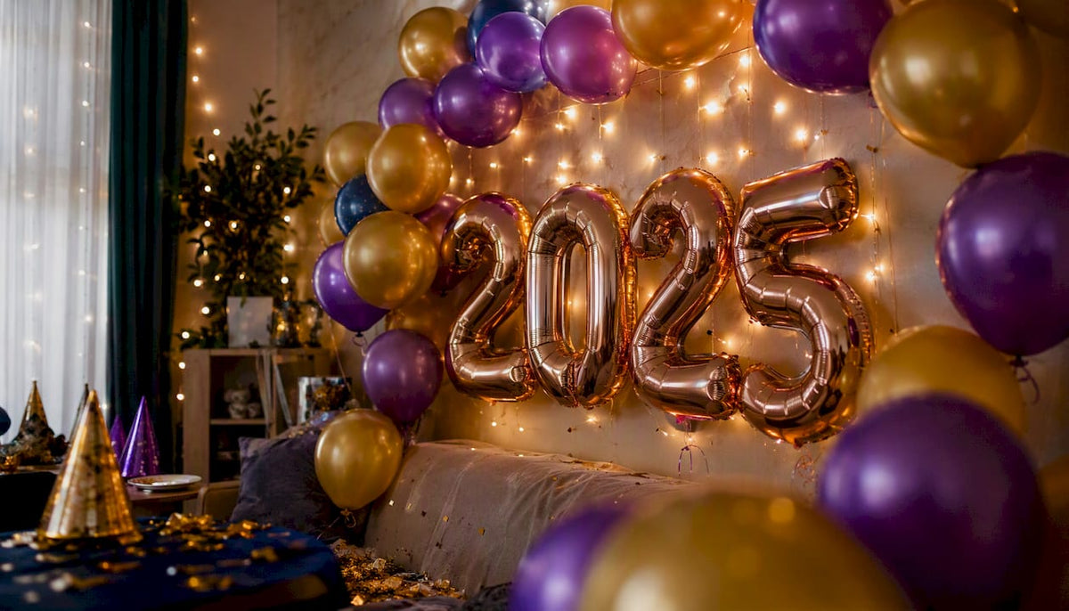 Metallic foil number balloons for New Year's Eve