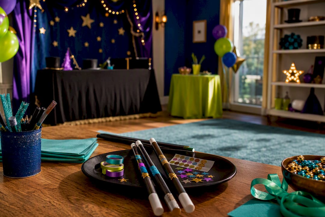 Children’s magic party activity setup