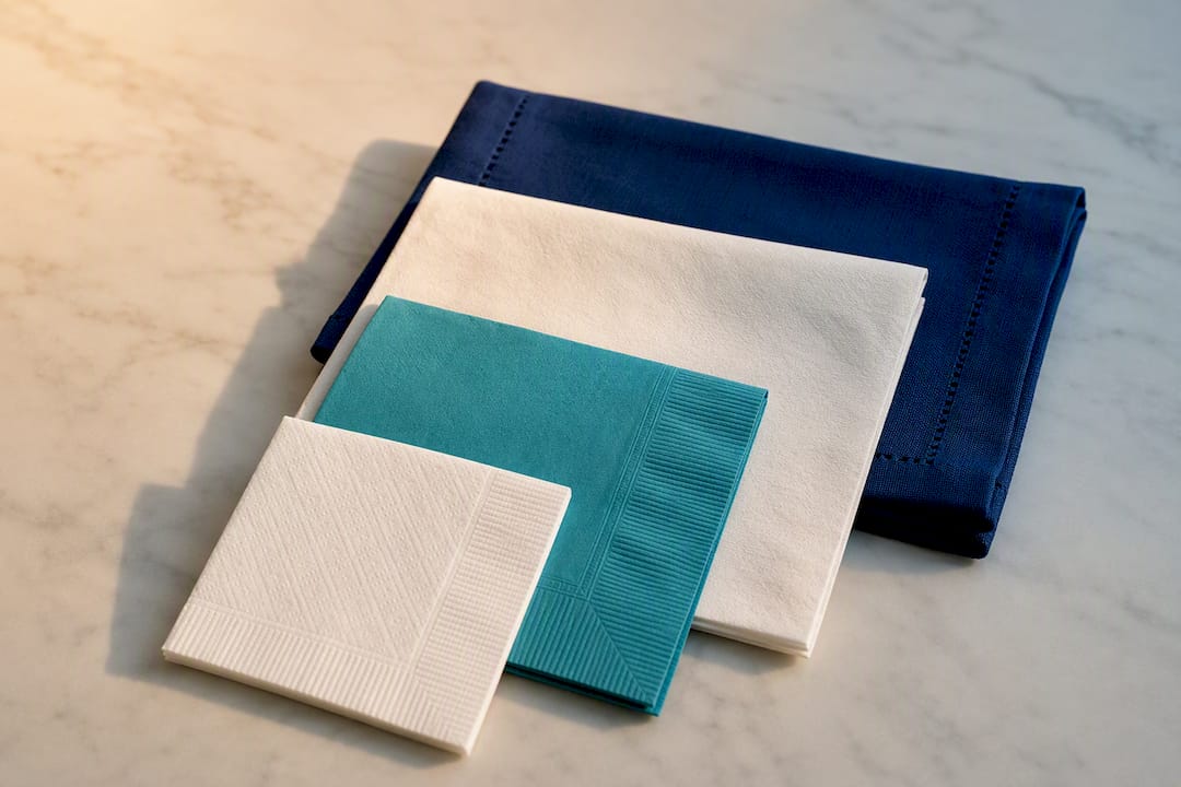 Cropped napkin sizes arranged by scale