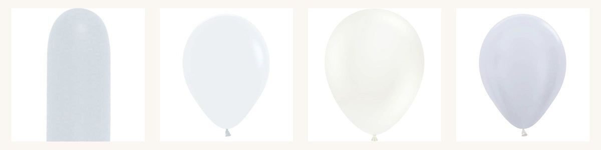 White, Clear, and Ivory Latex Balloons in every shade