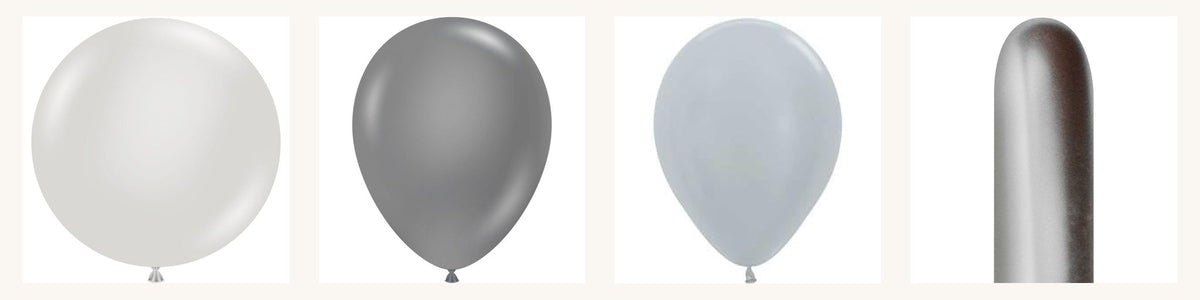 Gray & Silver Latex Balloons in every shade