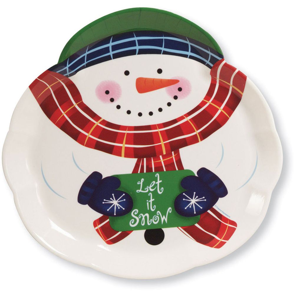 Snowman Shaped Plastic Serving Tray