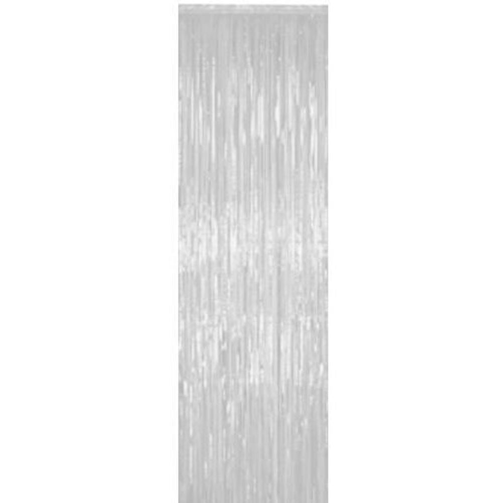 Metallic Fringe Curtain White