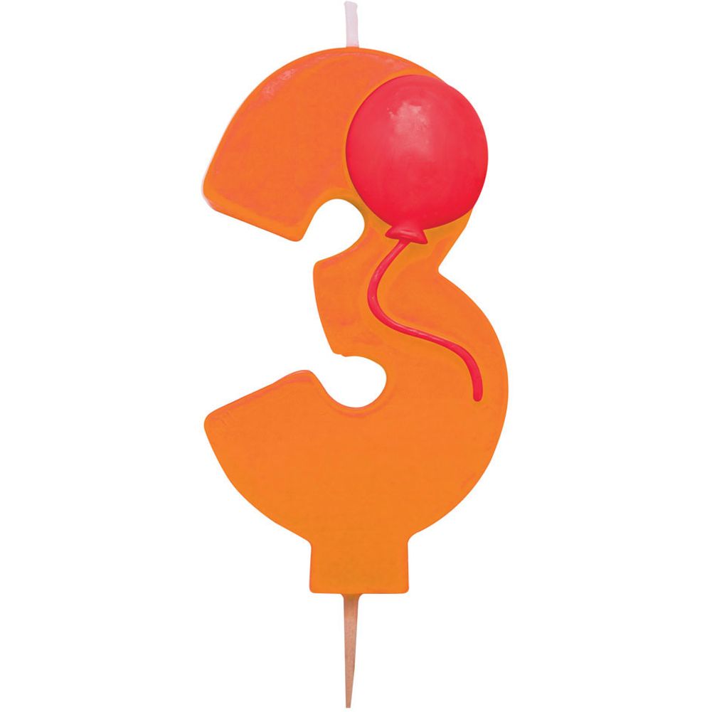 Balloon "3" Numeral Candle