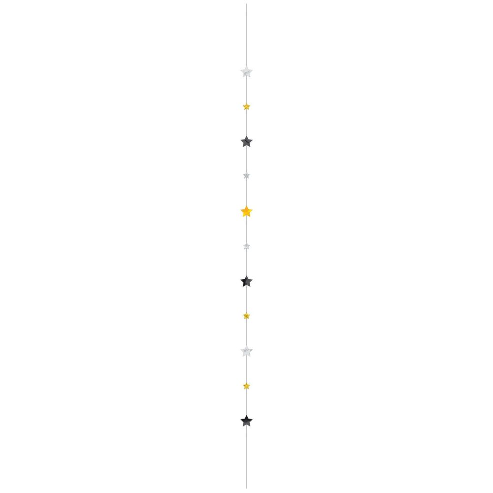 Balloon Fun Strings Black, Silver, & Gold Stars