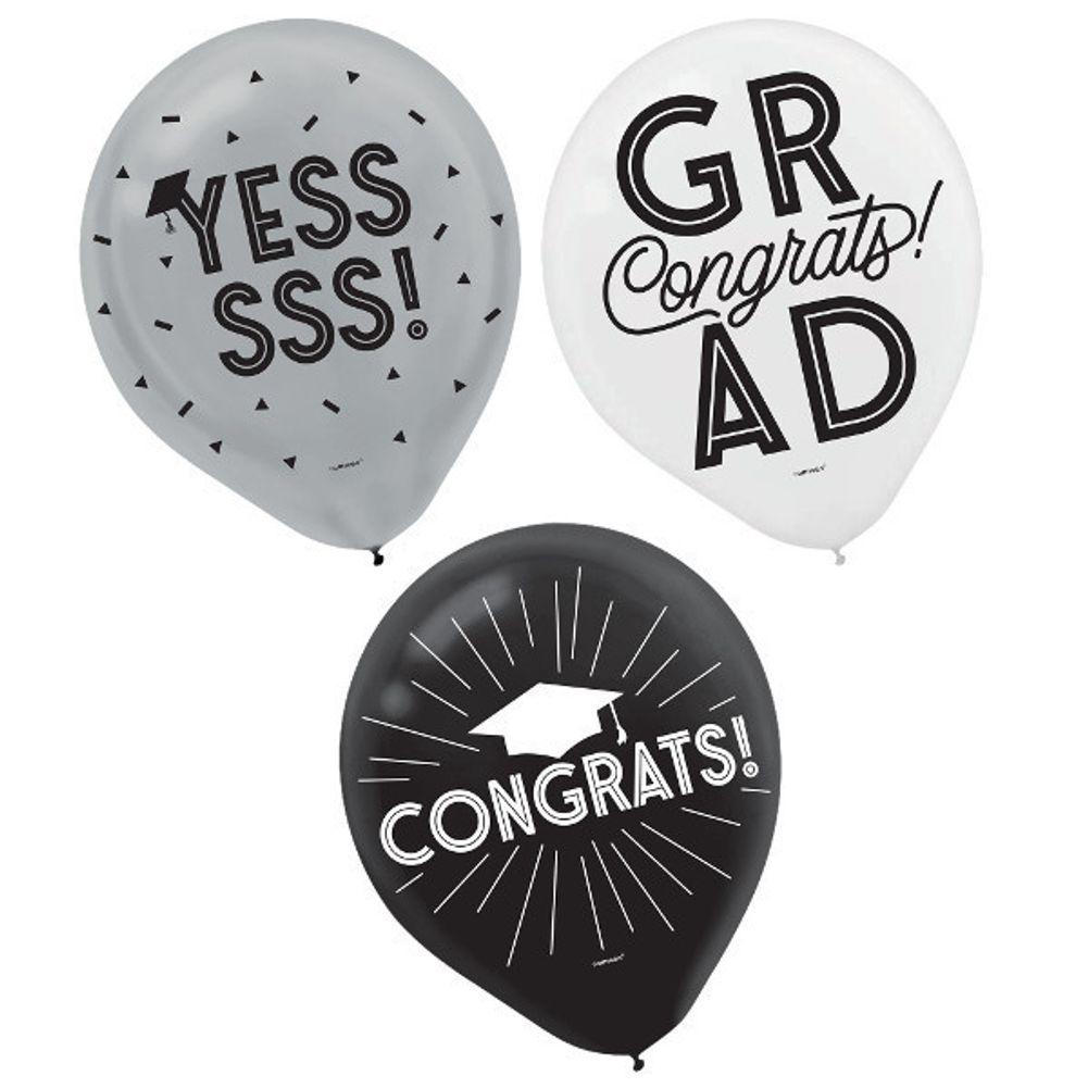 Grad Grid Latex Balloons (15 ct)