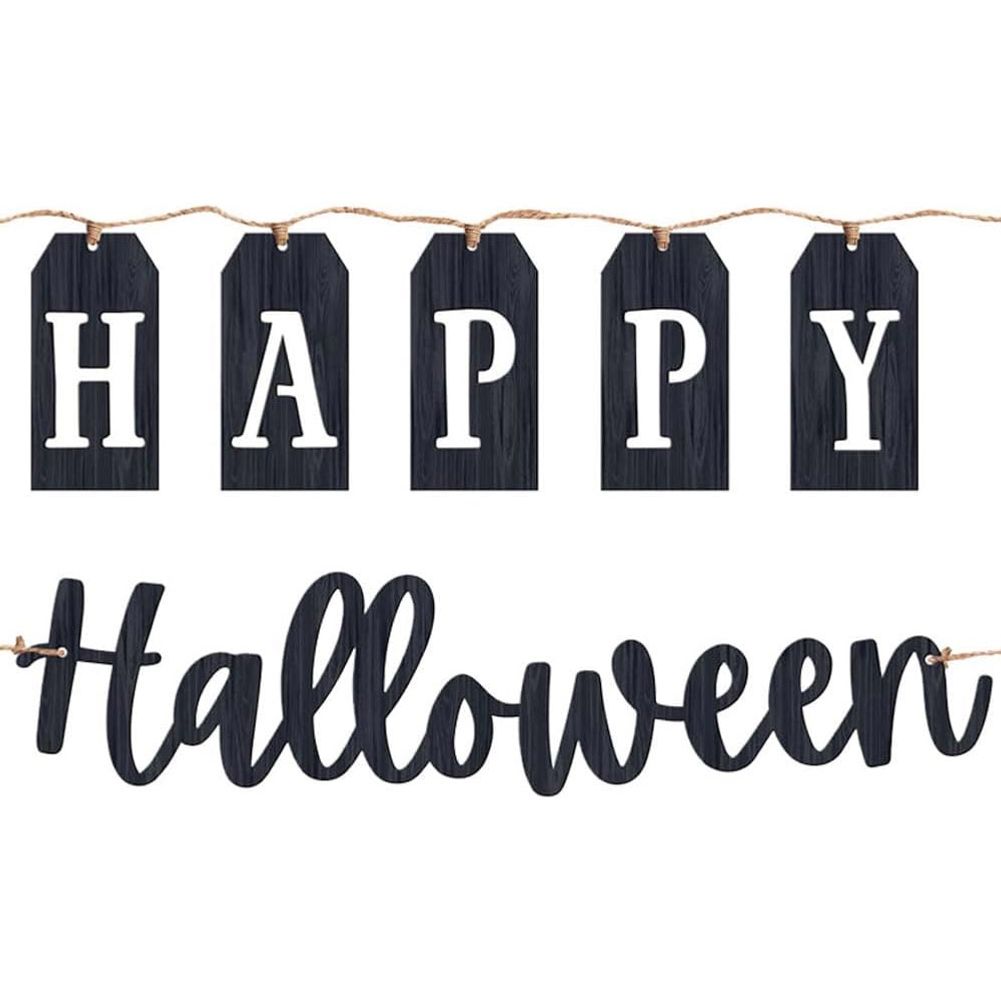 Classic Black & White Happy Halloween Banners