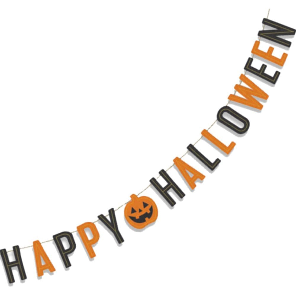 Classic Orange & Black Halloween Felt Banner (1ct)