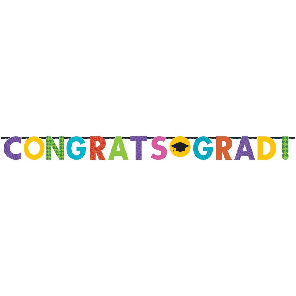 "Congrats Grad" Letter Banner- Assorted Colors