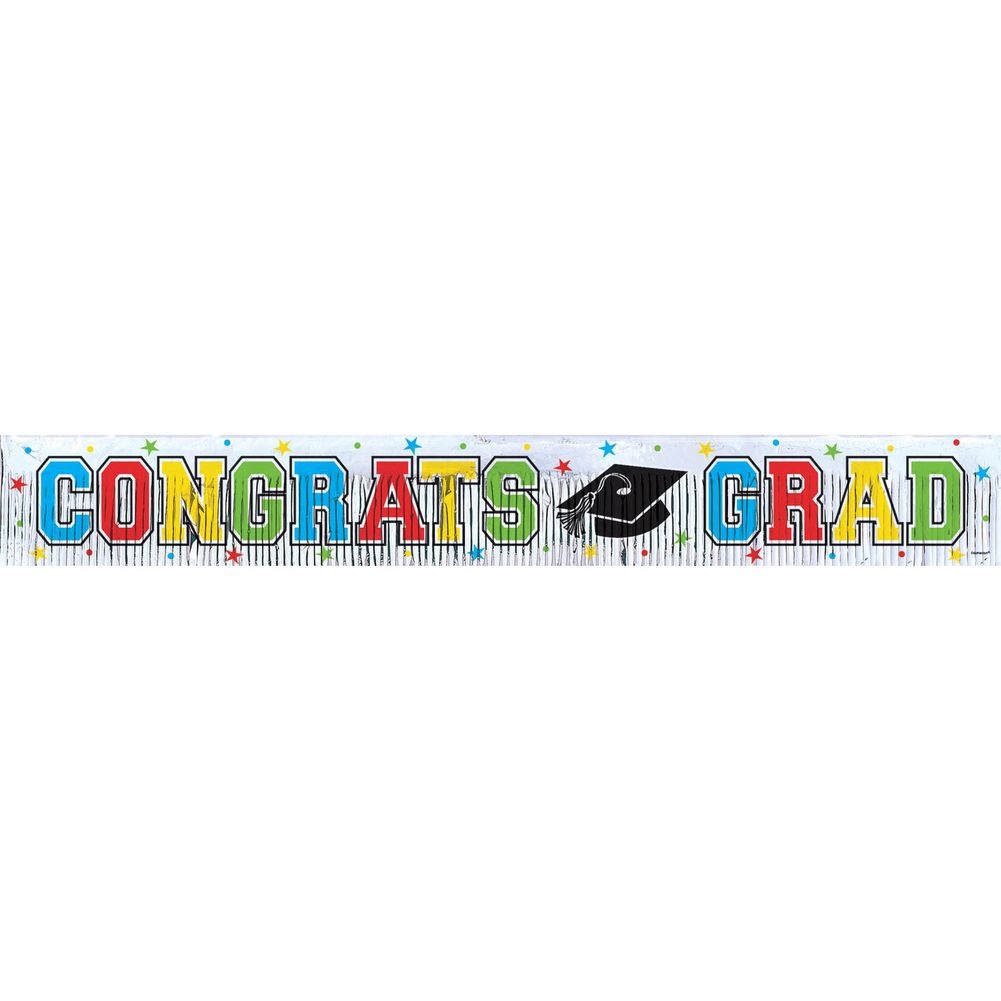 Congrats Grad Metallic Fringed Banner