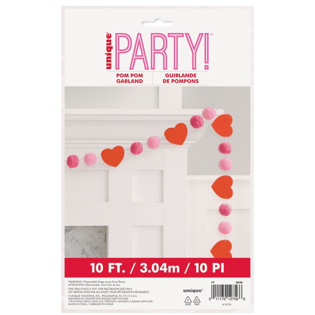 Heart Felt Pom Pom Garland, 10'