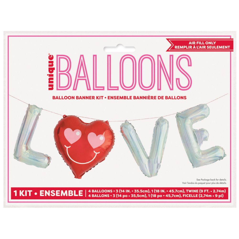 LOVE Iridescent Foil Balloon Banner Kit