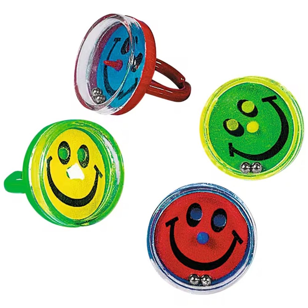 Plastic Smile Face Pill Puzzle Rings (12)