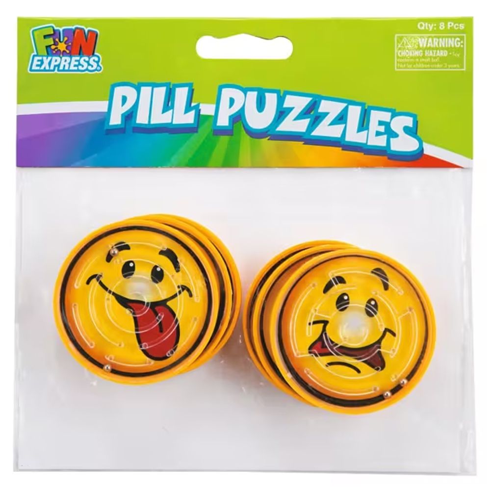 Round Smile Face Pill Puzzles (8ct)
