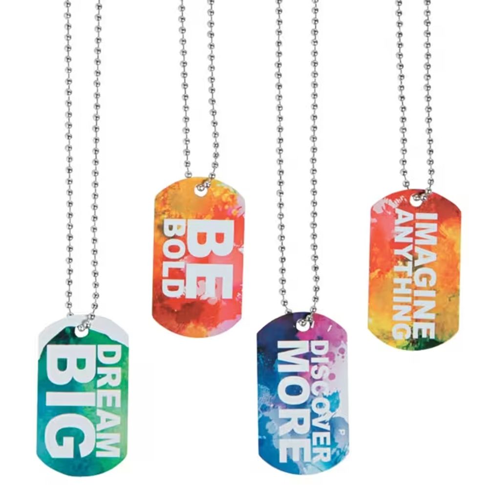 Watercolor Dog Tag Necklaces (12ct)