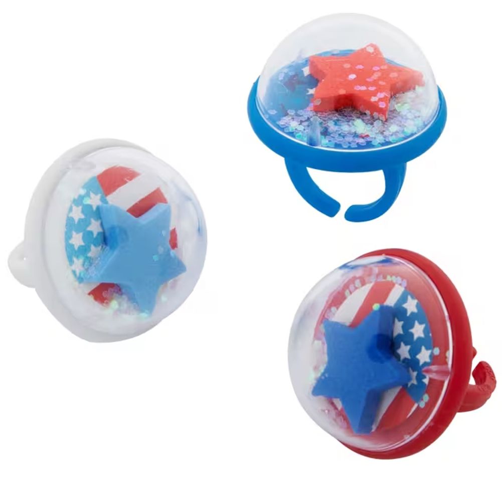 Patriotic Snow Globe Rings (12ct)