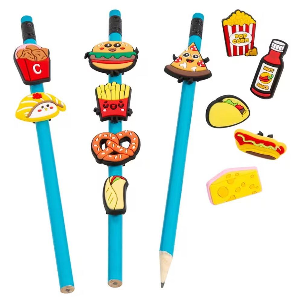 Fun Foods Rubber Pencil Charms Assortment (24ct)