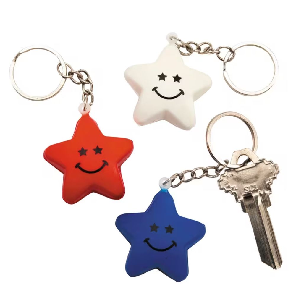 Mini Patriotic Star Stress Toy Keychains (12ct)