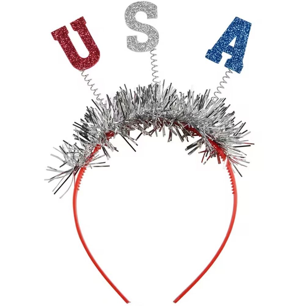 Patriotic Glitter-Letter USA Tinsel Head Boppers (1ct)