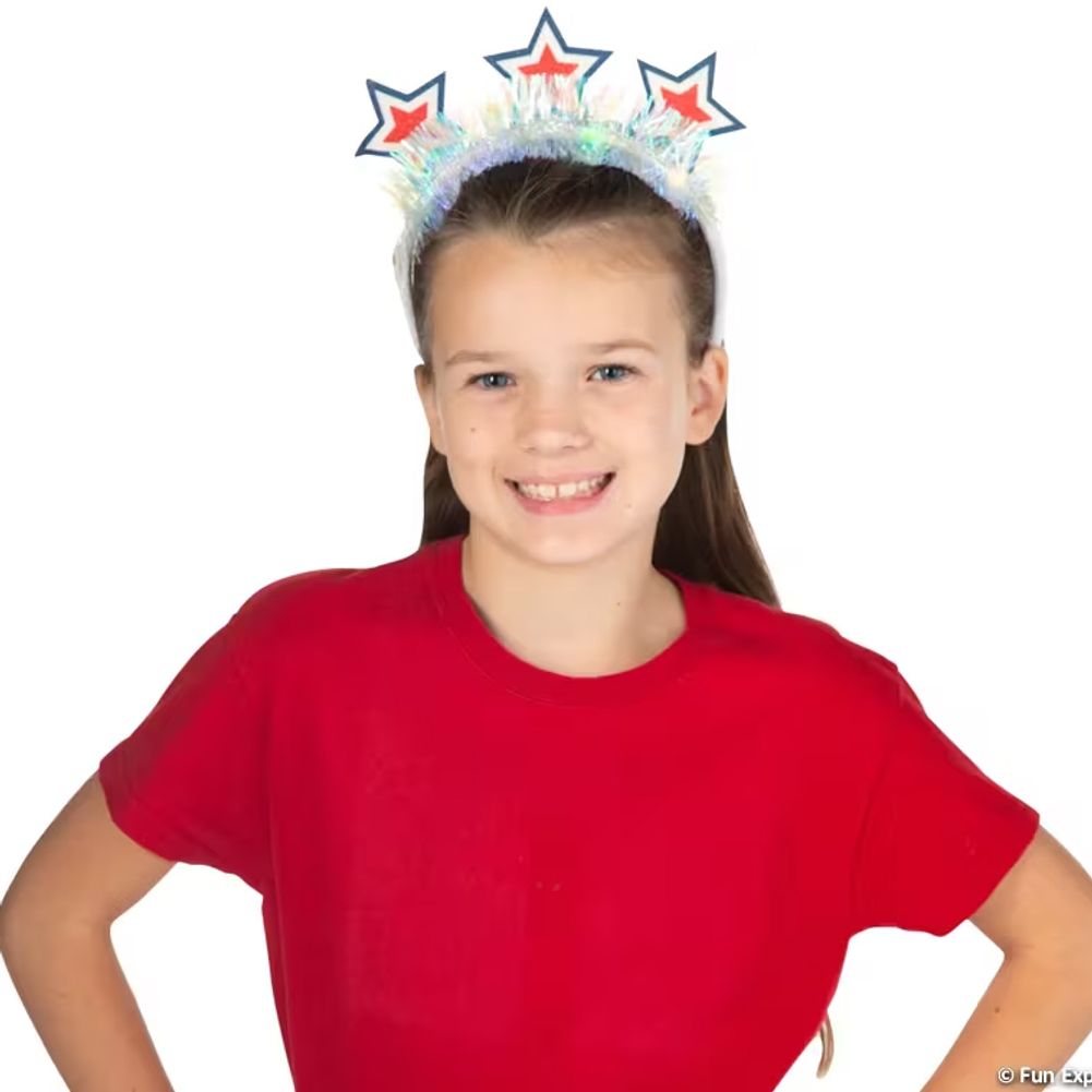 Patriotic Glittering Star Plastic Headband (1ct)