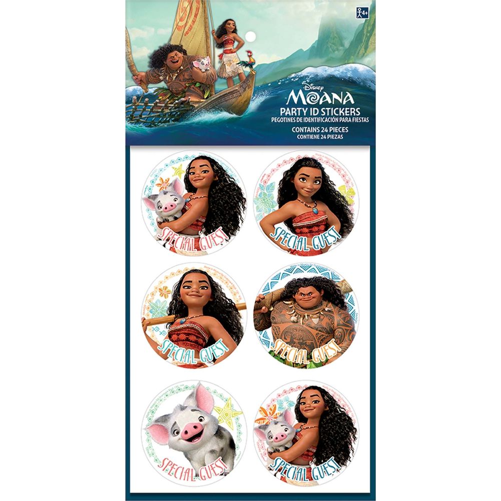 Moana Party ID Stickers (24ct)