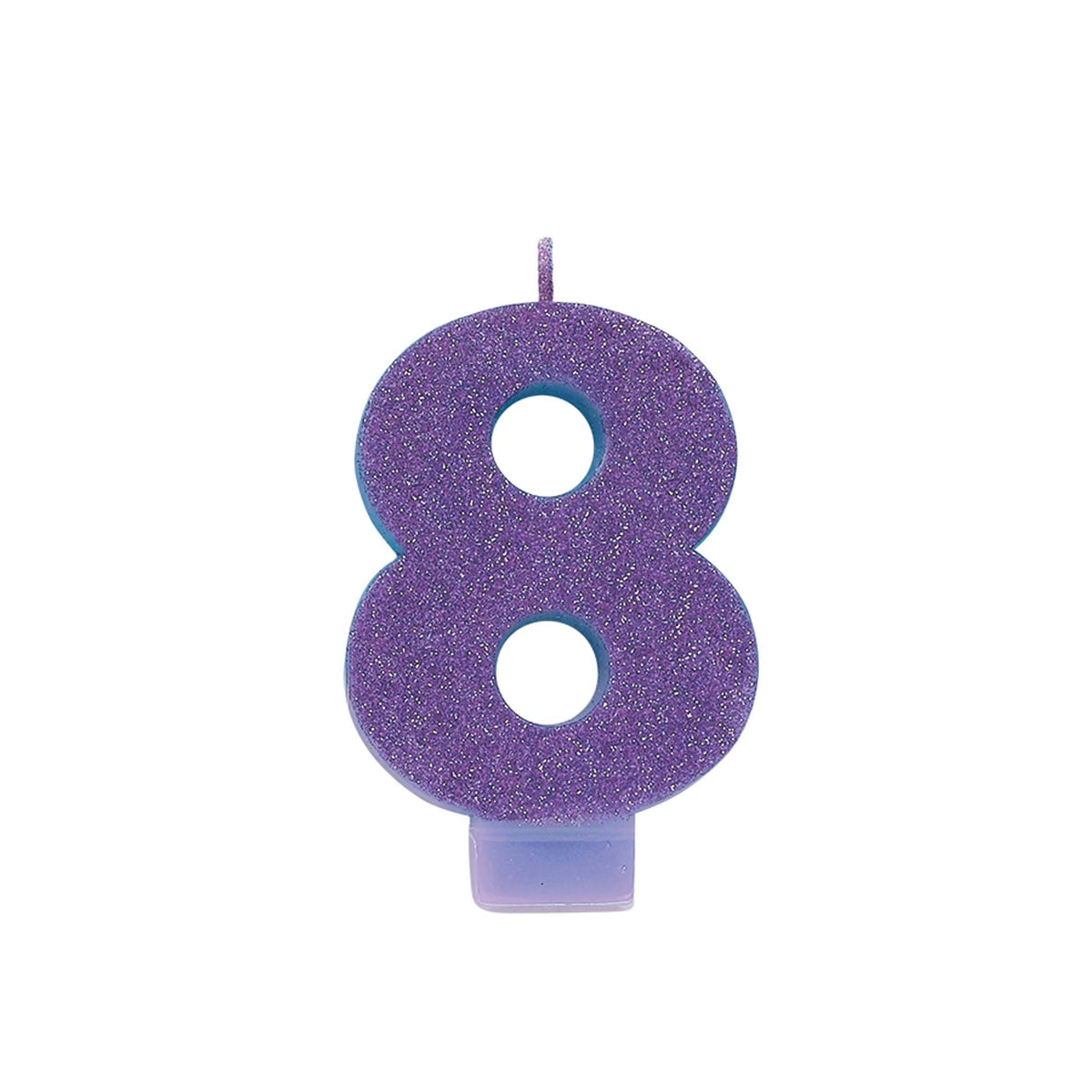 Purple #8 Birthday Glitter 3.25" Numeral Candle