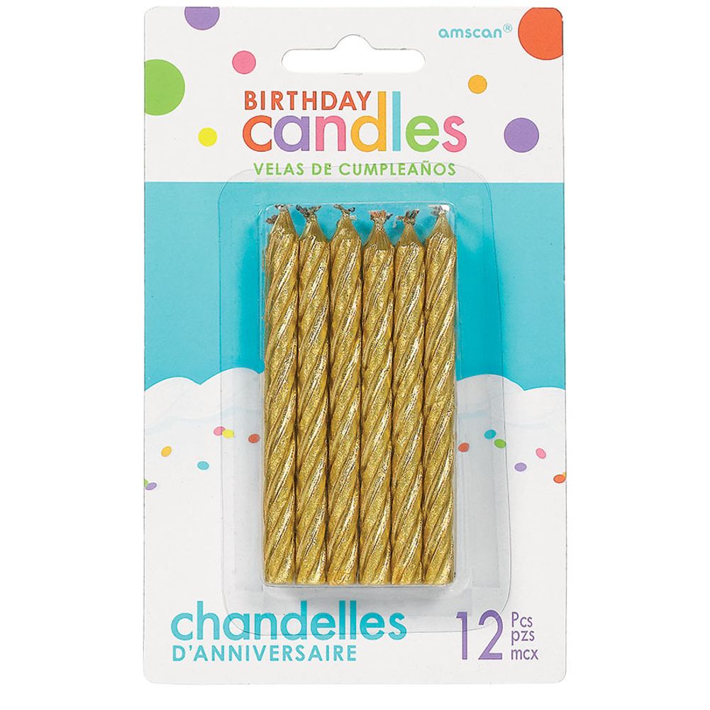 Amscan Large 3.25" Gold Spiral Candle Sets (12 ct)