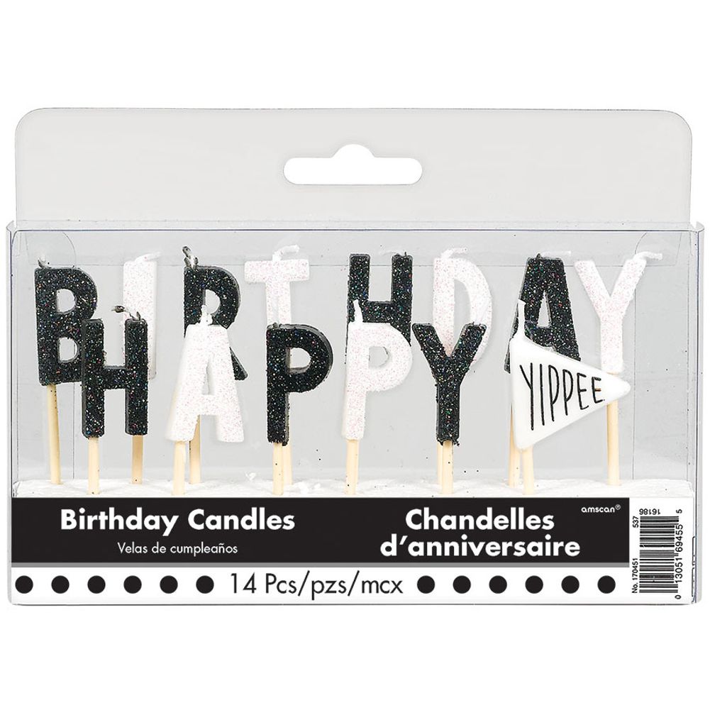 Chalkboard Happy Birthday Pick Candle Set