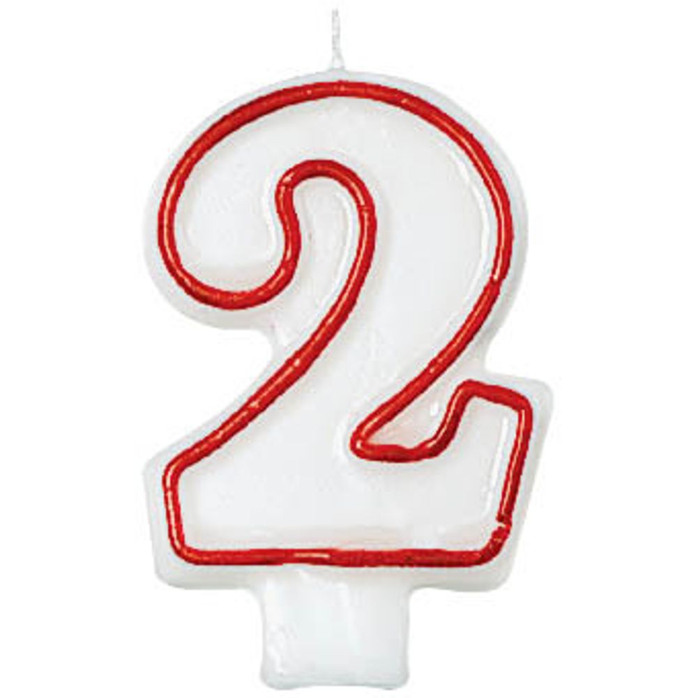 Red/White Number 2 Candle