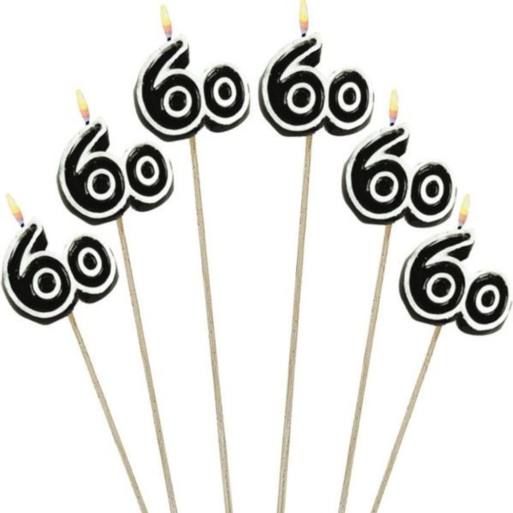 Number 60 Candles on a Stick