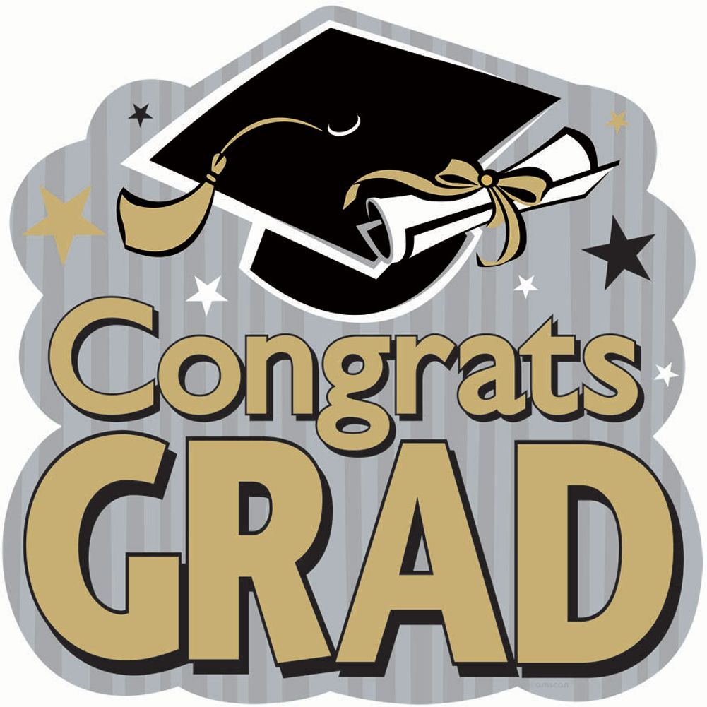 Congrats Grad Black/Gold/Silver Cutouts