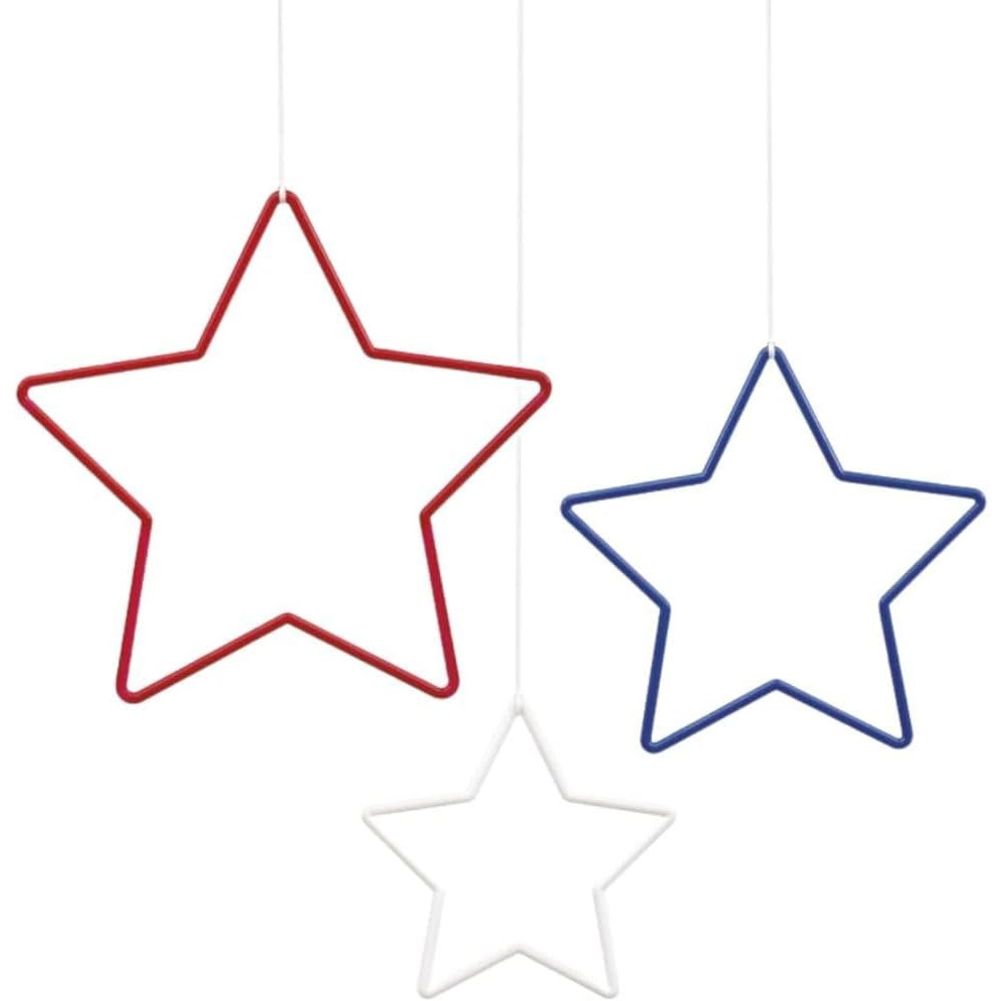 Patriotic Plastic Star Hanging Decorations (3ct)