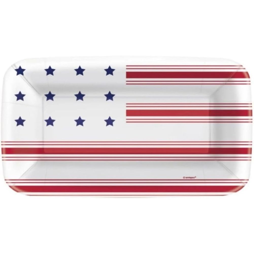 Peppy Patriotic Rectangular Dinner Plates (8ct)