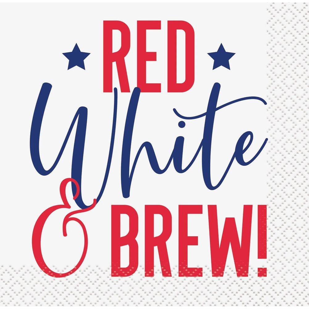 Peppy Patriotic Red, White & Brew Beverage Napkins (16ct)