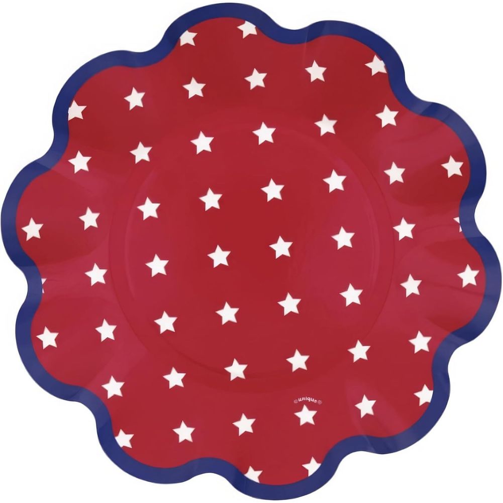 Peppy Patriotic Ruufled Edge Dessert Plates (8ct)