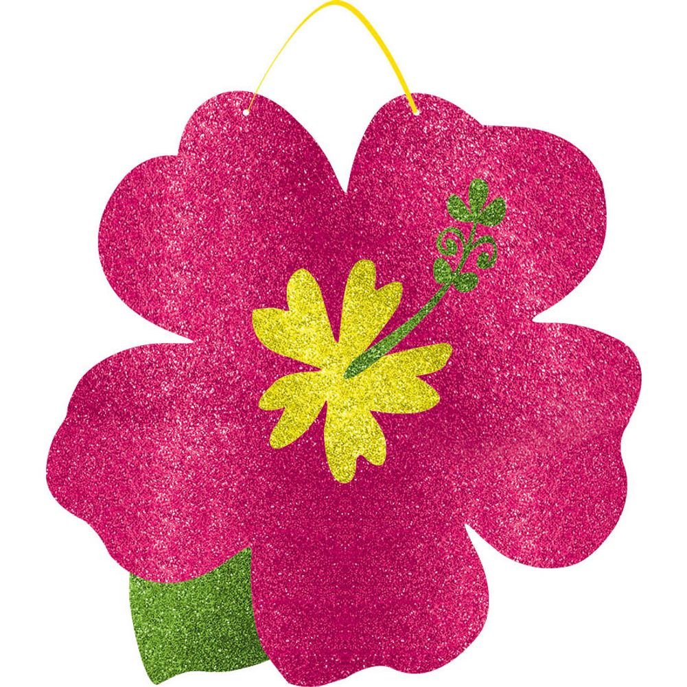 Pink Hibiscus Glitter Sign