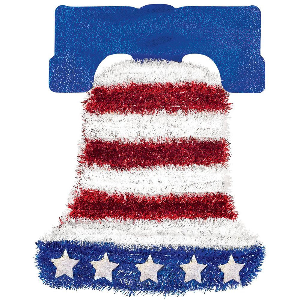 Red, White, and Blue Patriotic Tinsel Bell Sign