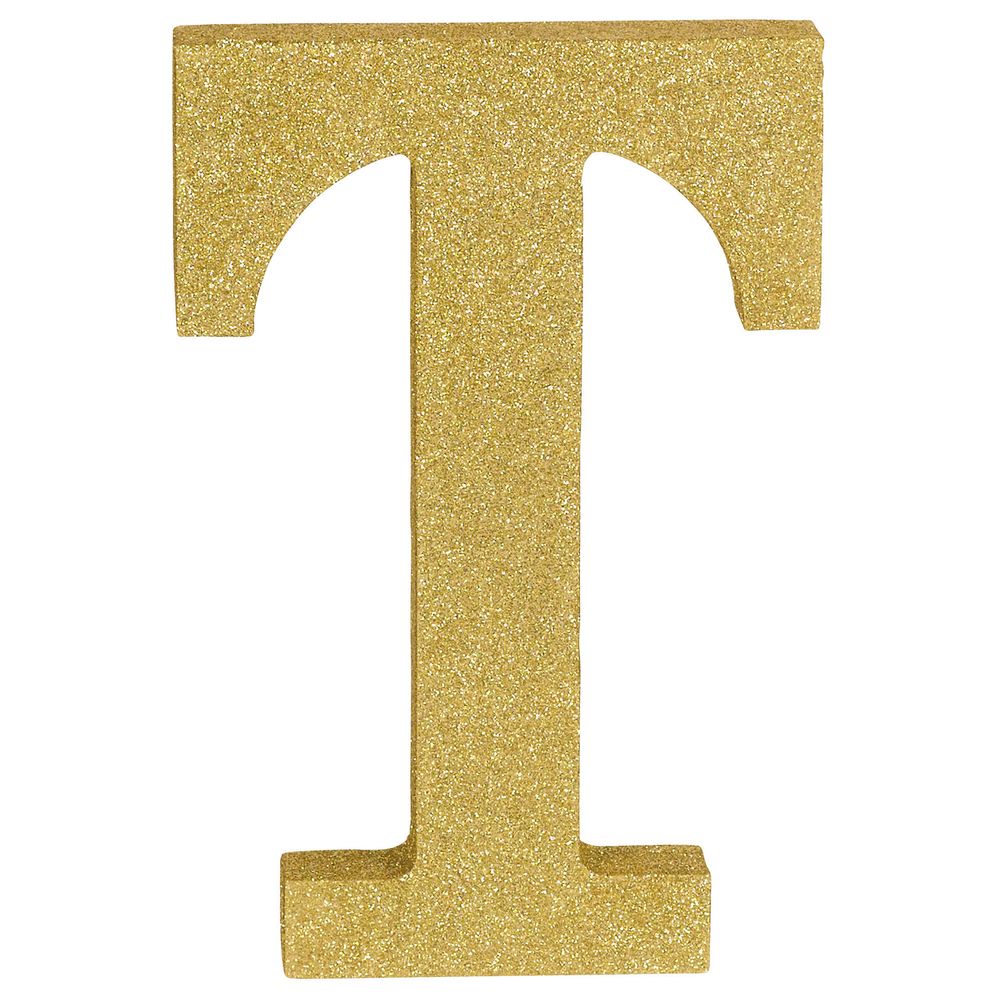9" Gold Glitter MDF Letter T