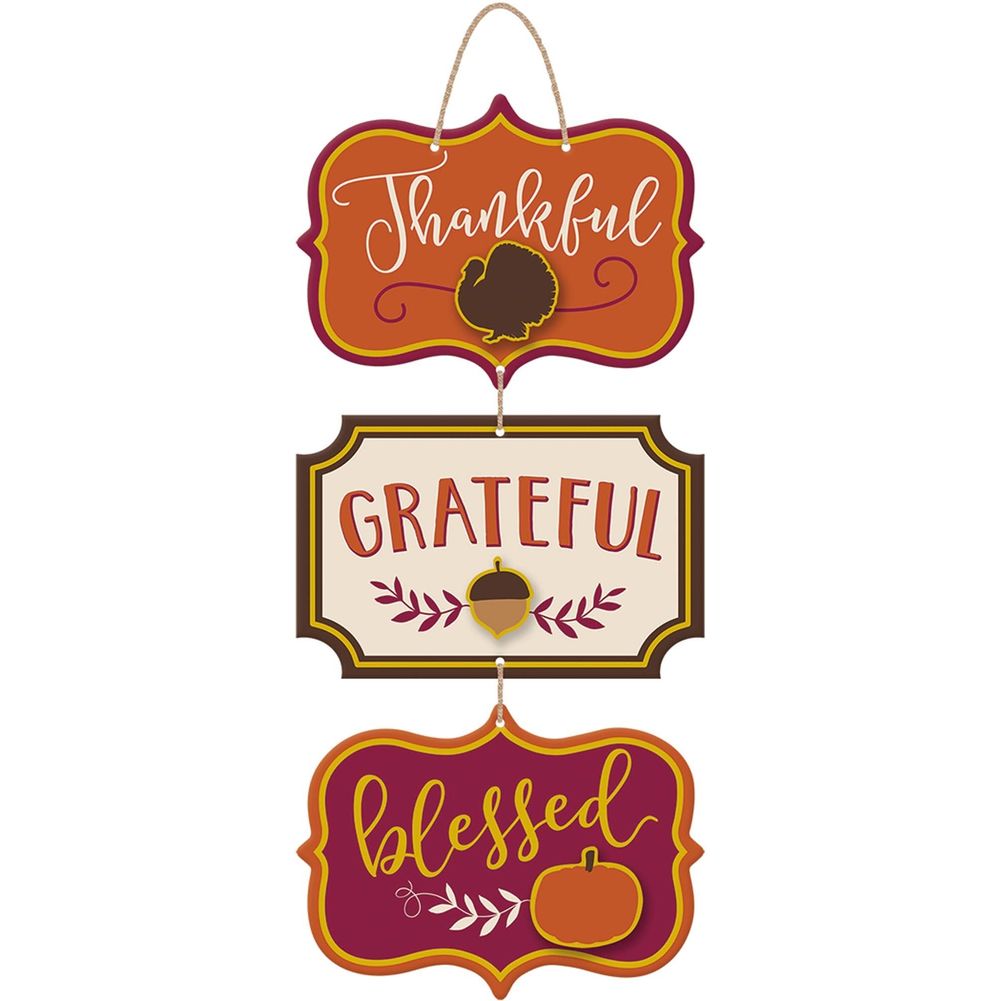 Thankful, Grateful, Blessed Die-Cut Sign (1 ct)